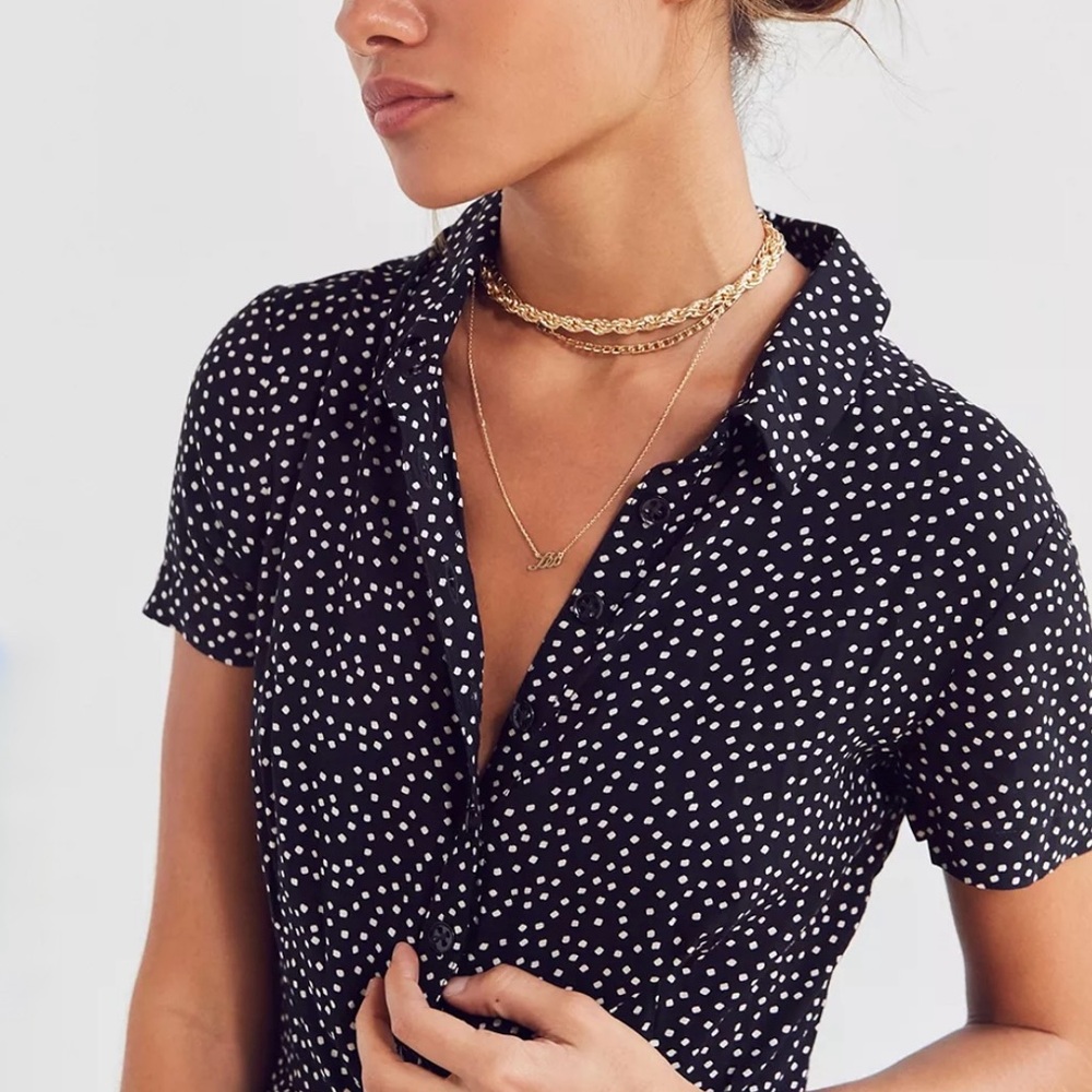 Urban Outfitters Bellina Button-Down Shirt Romper